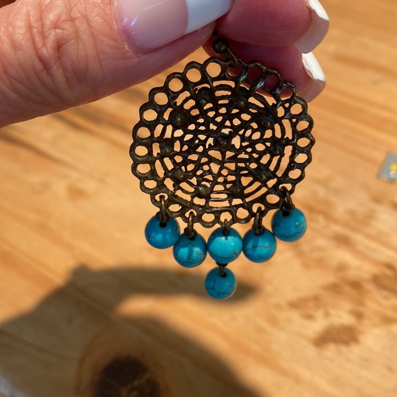 🎉 NEW‼️ DREAM CATCHER TURQUOISE BOHO EARRINGS ‼️ - Picture 8 of 10